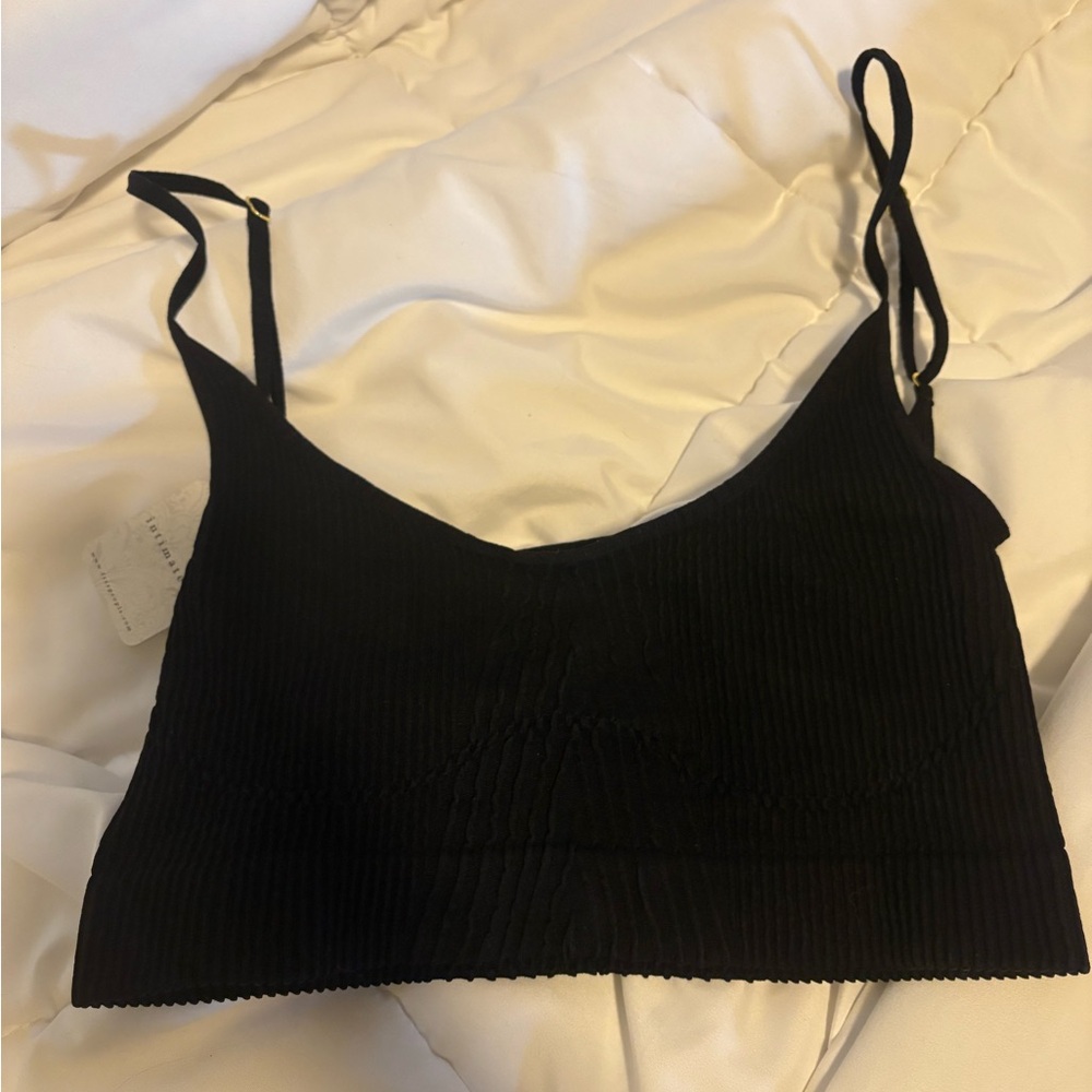 Black Ribbed Crop Top